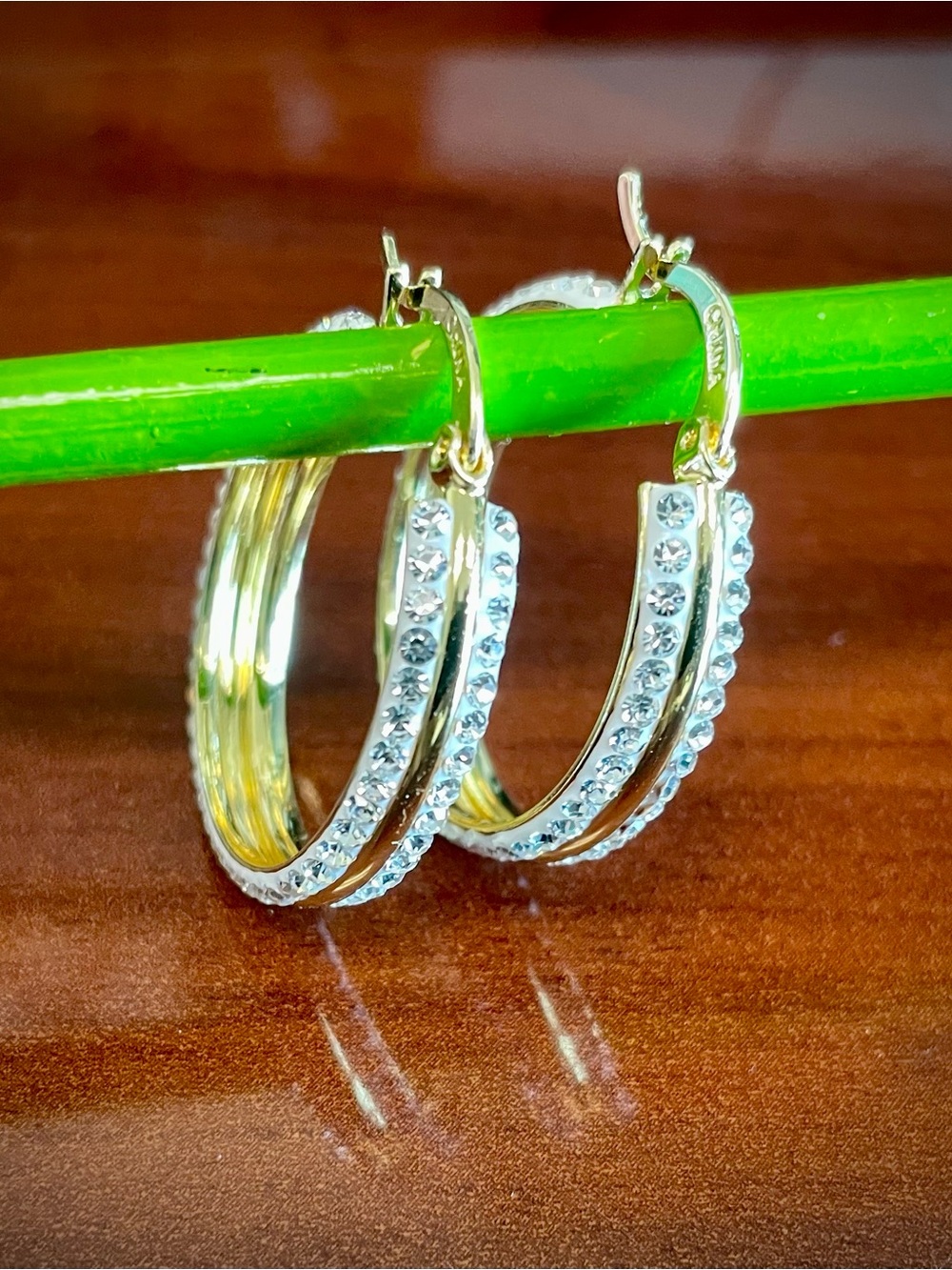 Gold-Tone Crystal Hoop Earrings - Women Jewelry